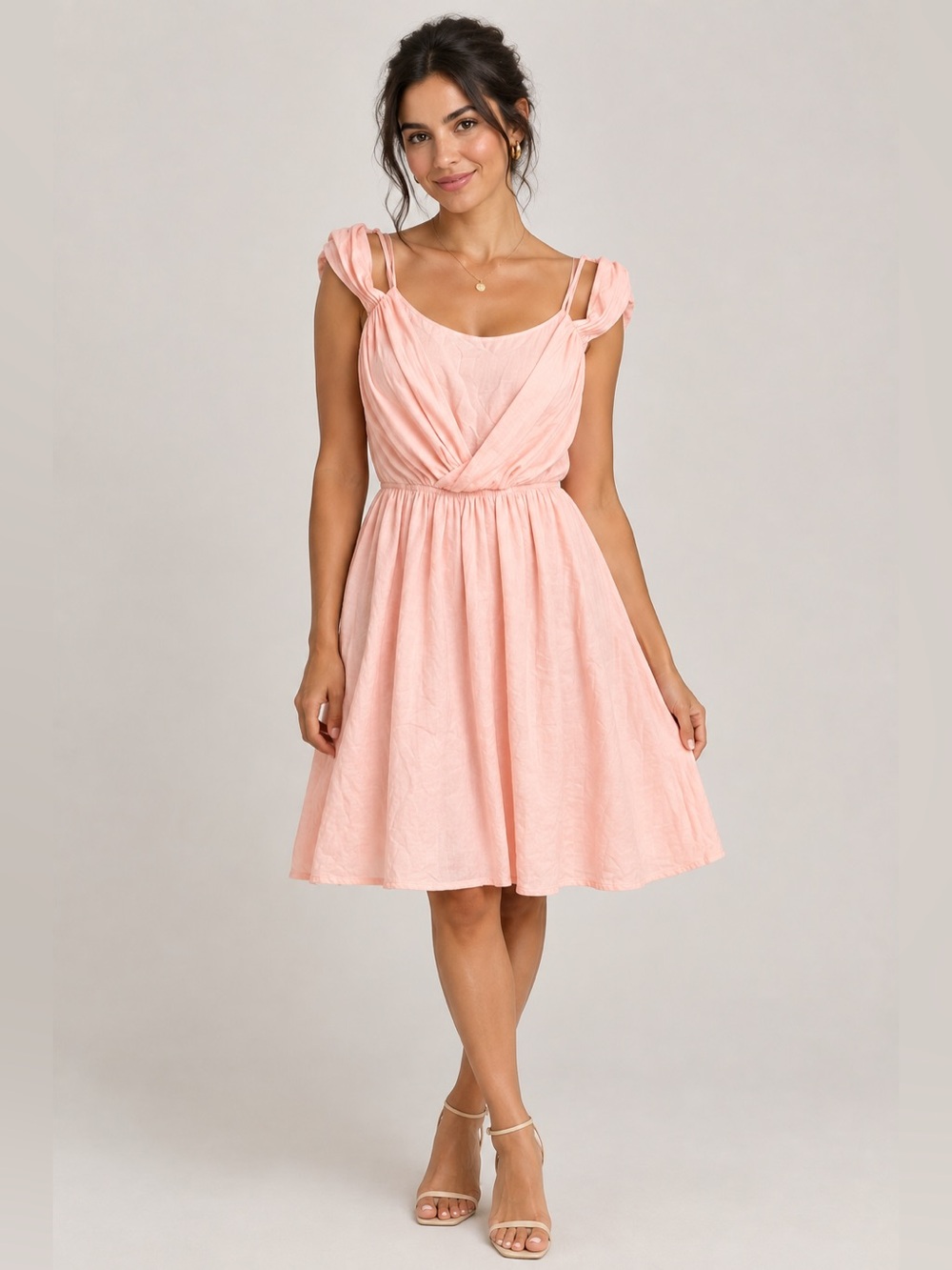 Runaway Heart Women’s Pink Midi Dress with Twisted Shoulder Straps size small